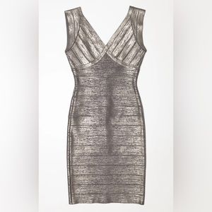 Herve Leger Silver Dress Medium